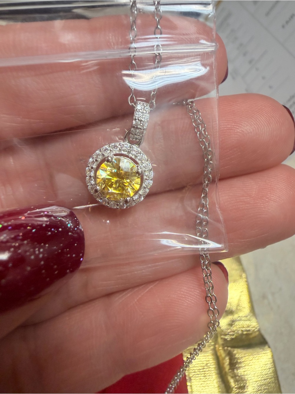 Yellow Mojssanite Pendant & Necklace Set 1.0 Carat /S925 SILVER Women Jewelry